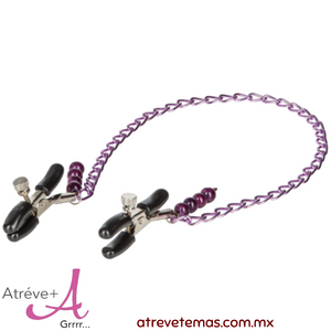 Purple chain nipple clamps