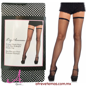 Elastic top Fishnet thigh highs