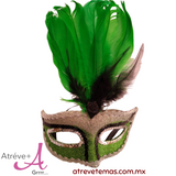 Antifaz diamantado con pluma