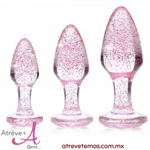 Pink glitter gem anal plug set